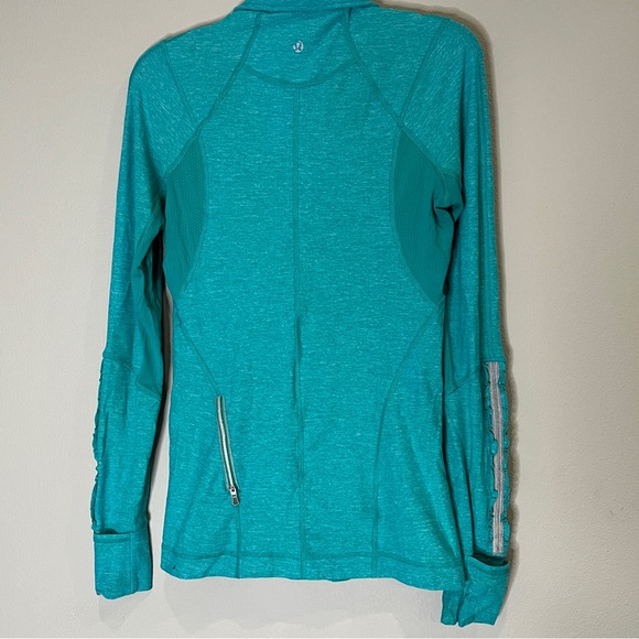 Lululemon Run Dash Half Zip Turquoise Reflective Pullover Size 6 long sleeve - Picture 7 of 8